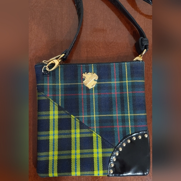 LIMITED EDITION MAC PLAID CROSSBODY STUDDED MESSENGER BAG - Picture 3 of 9